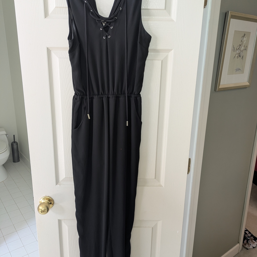 Love Tree Black Lace-Up Jumpsuit